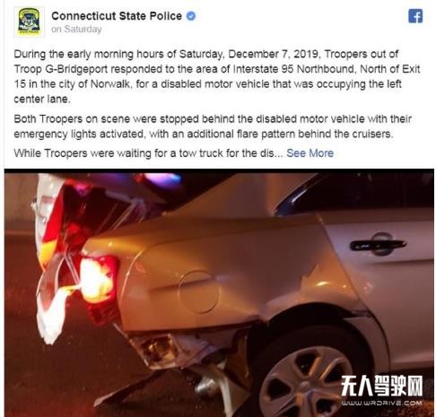 又一起自动驾驶事故 特斯拉Model 3追尾警车